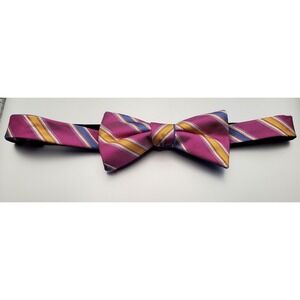 Saddlebred Bow Tie Silk Blend Pink Orange Blue 2.5" Wide Pre Tied Adjustable